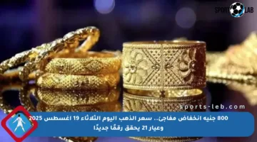 800 جنيه انخفاض مفاجئ.. سعر الذهب اليوم الثلاثاء 19 أغسطس 2025 وعيار 21 يحقق رقمًا جديدًا